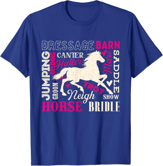 Typography Horses - Horseman Horse Owner Equestrian Riding T-Shirt - T-Shirt | Royal