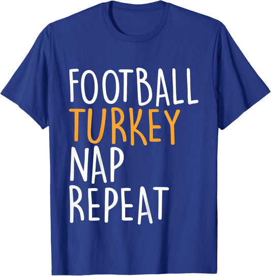 Kids Football Turkey Nap Repeat Funny Boys Thanksgiving Toddler T-Shirt - T-Shirt | Royal