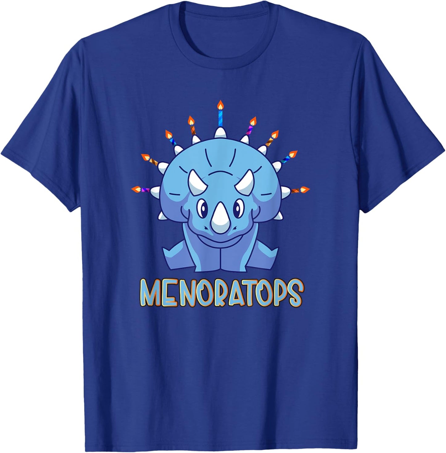 Dinosaur menorah triceratops "menoratops" hanukkah T-Shirt - T-Shirt | Royal