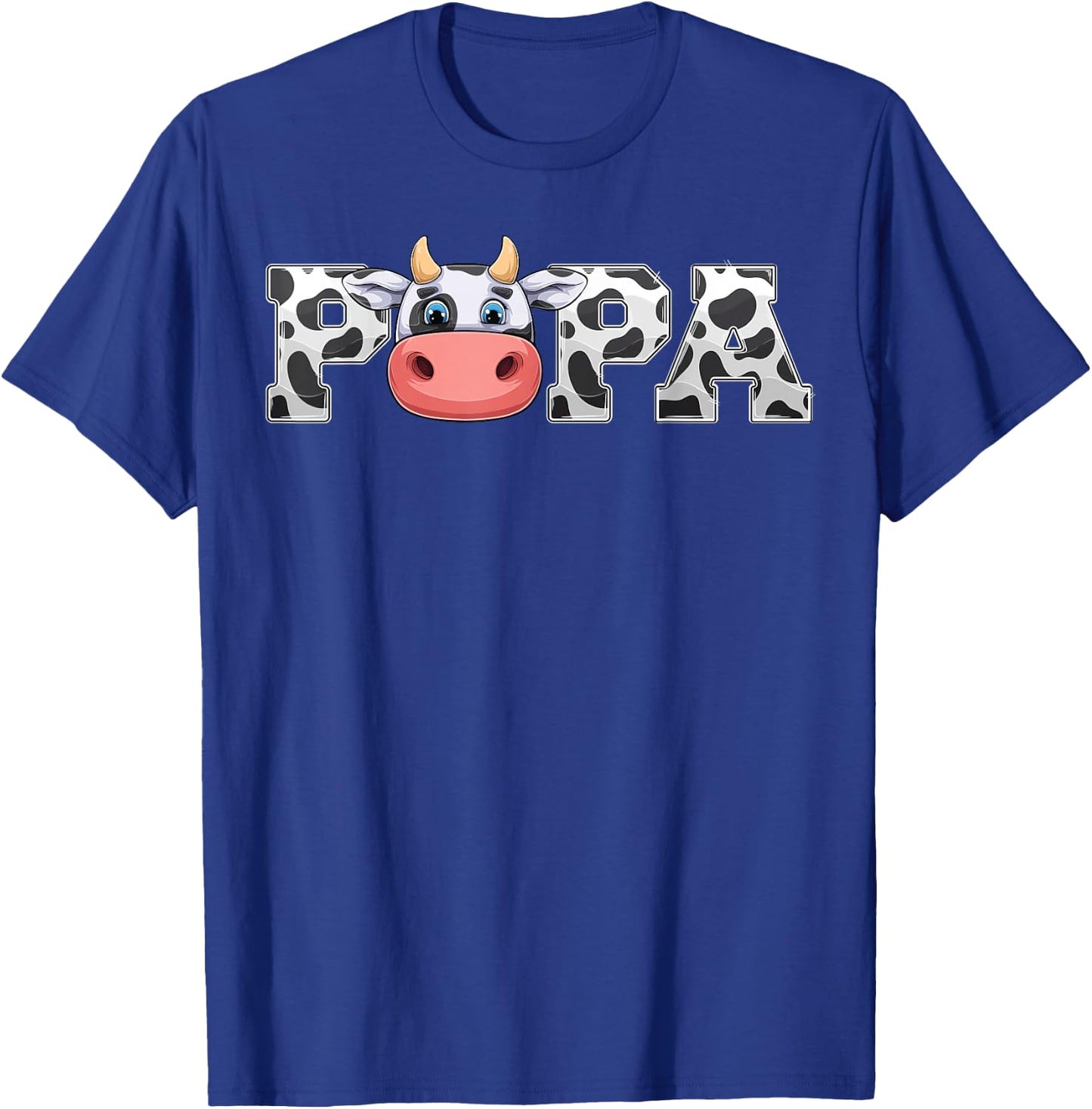 Papa Cow Print Cowboy Animal Pattern Farmer Cow Father Papa T-Shirt - T-Shirt | Royal