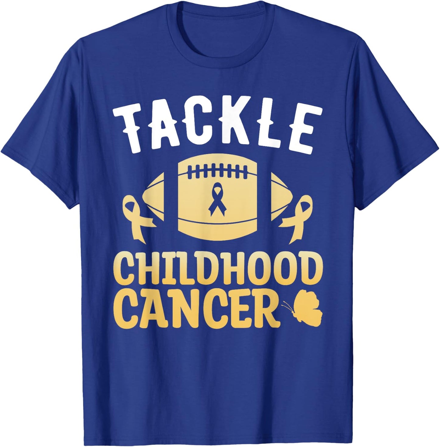 Football Childhood Cancer Awareness Tackle Childhood Cancer T-Shirt - T-Shirt | Royal