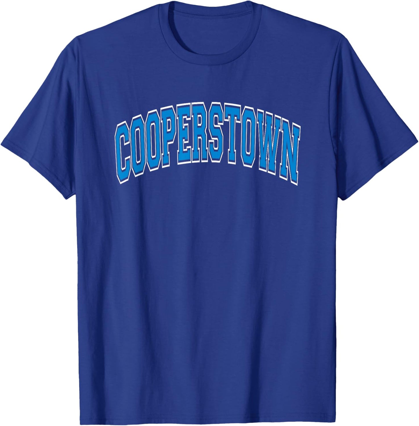 Cooperstown Arched Blue Text T-Shirt - T-Shirt | Royal
