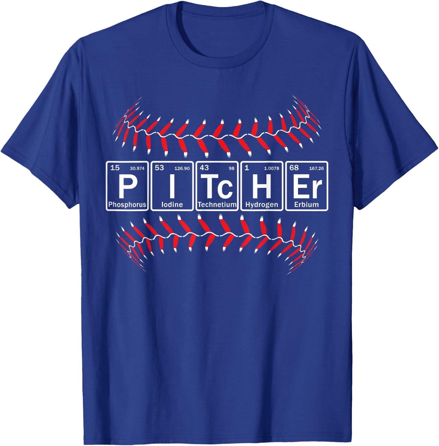 Baseball Pitcher in Periodic Table Elements T-Shirt - T-Shirt | Royal