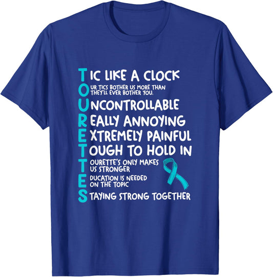 Tourettes Meaning Teal Ribbon Tourette Syndrome Awareness T-Shirt - T-Shirt | Royal