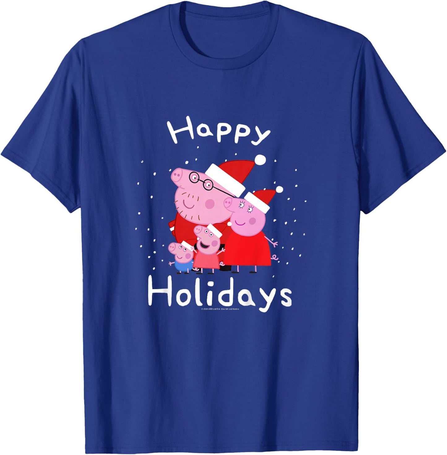 Kids Peppa Pig Christmas Happy Holidays Family Group Shot T-Shirt - T-Shirt | Royal