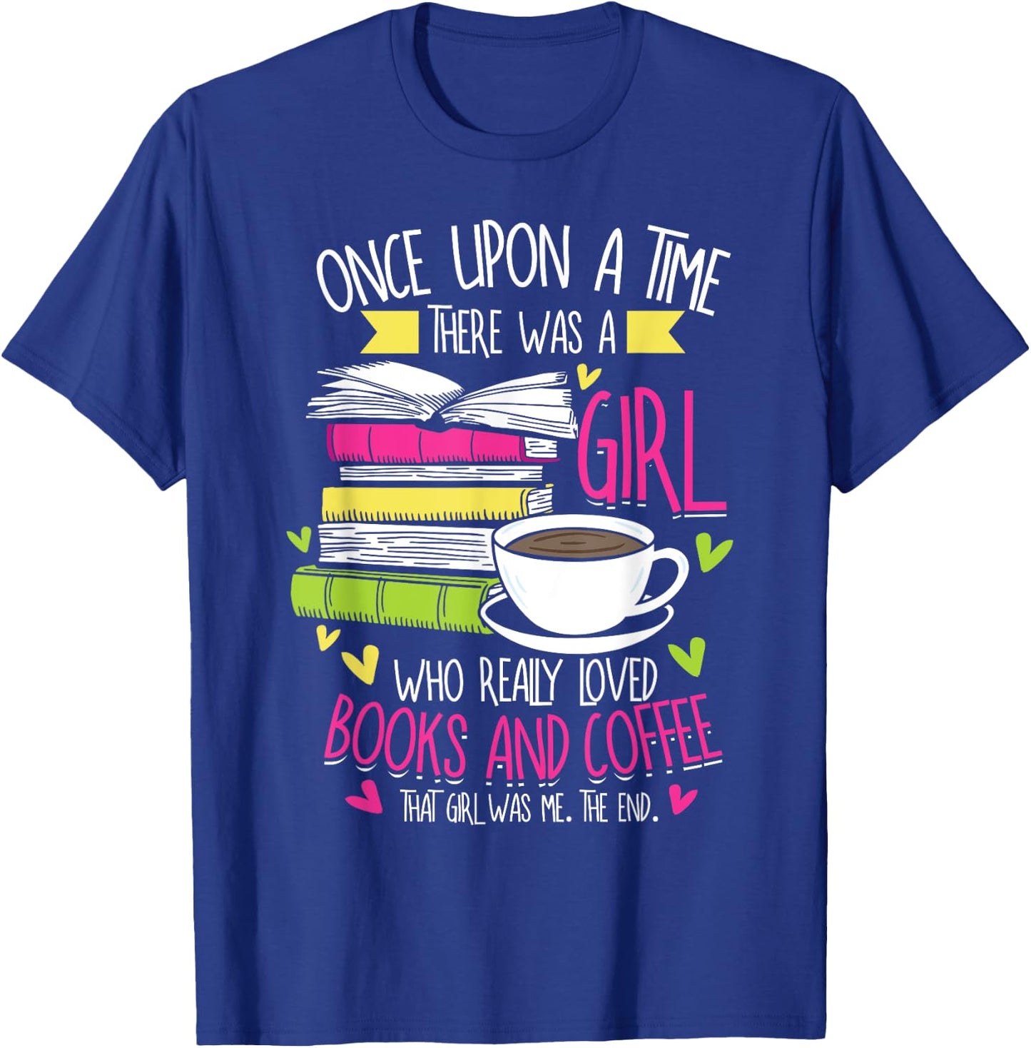 Book Lover & Coffee Reader Reading Quote Women & Girls T-Shirt - T-Shirt | Royal