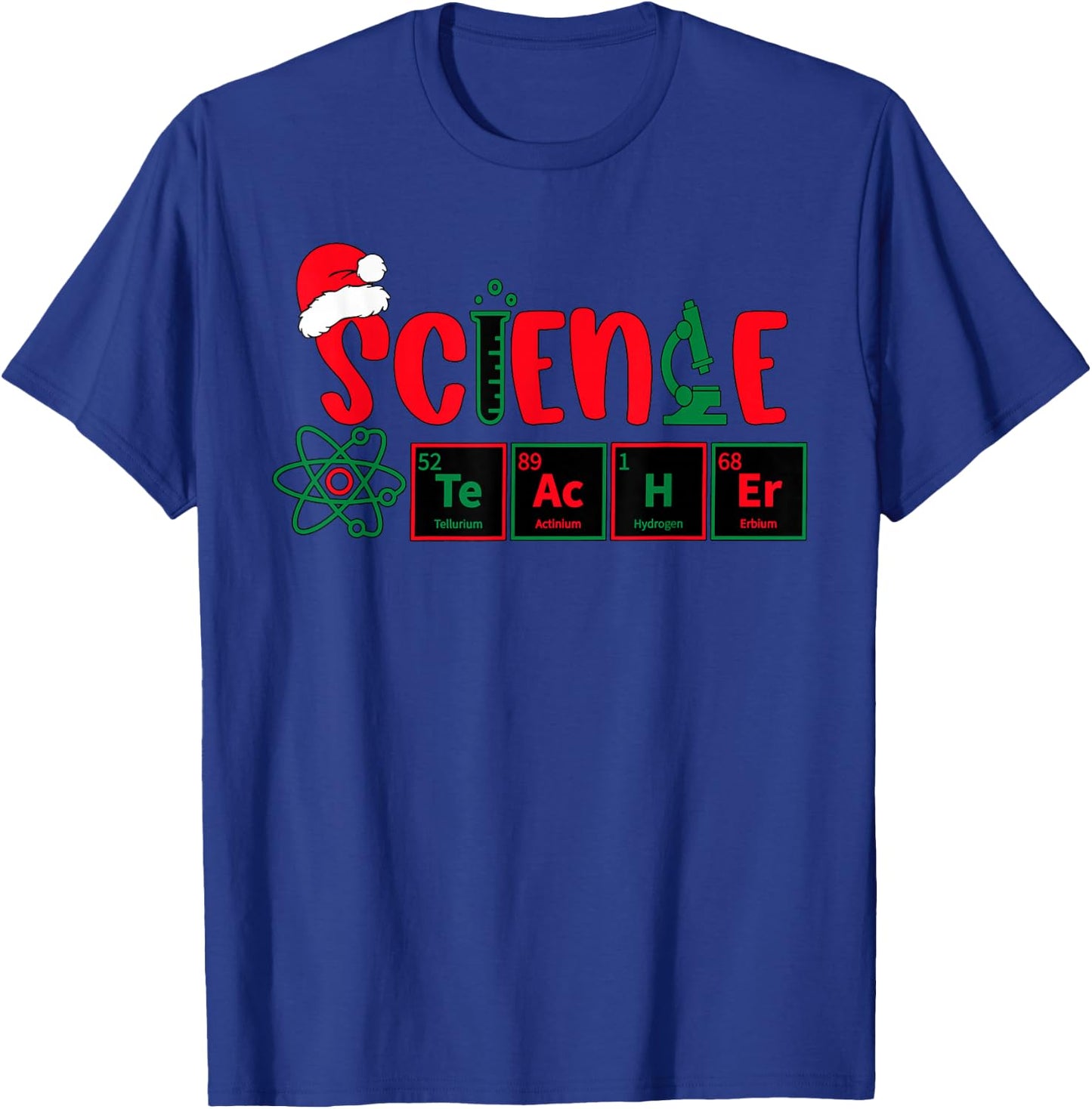 Christmas Science Teacher Santa Educator Chemical Elements T-Shirt - T-Shirt | Royal