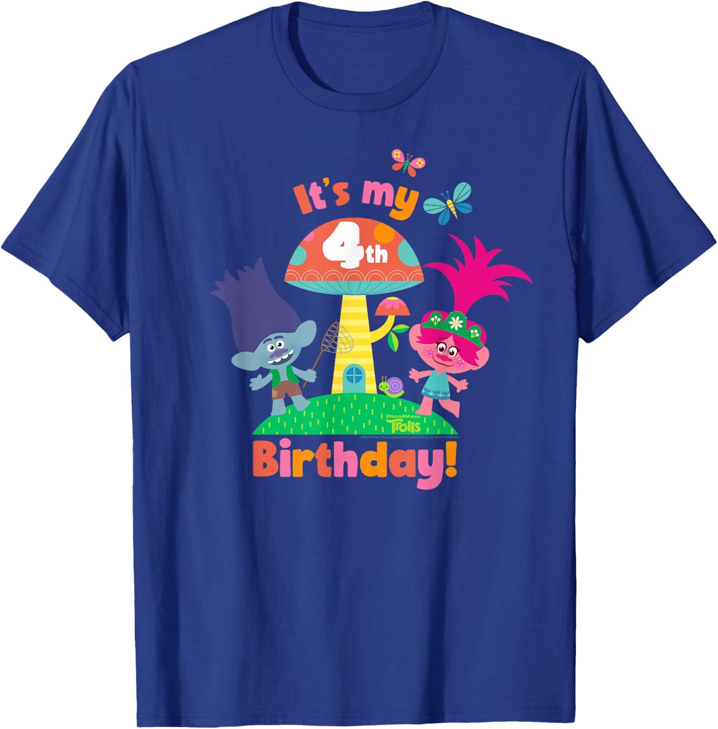DreamWorks Trolls Poppy and Branch 4th Birthday T-Shirt - T-Shirt | Royal