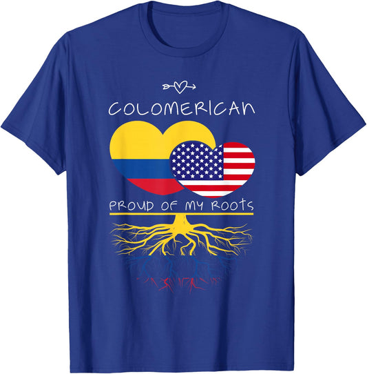 Colombia USA Proud Of Both Countries Colomerican T-Shirt - T-Shirt | Royal