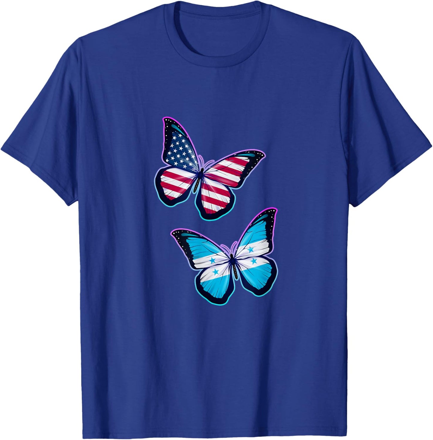 Honduras and the USA bicultural roots. Butterfly version T-Shirt - T-Shirt | Royal