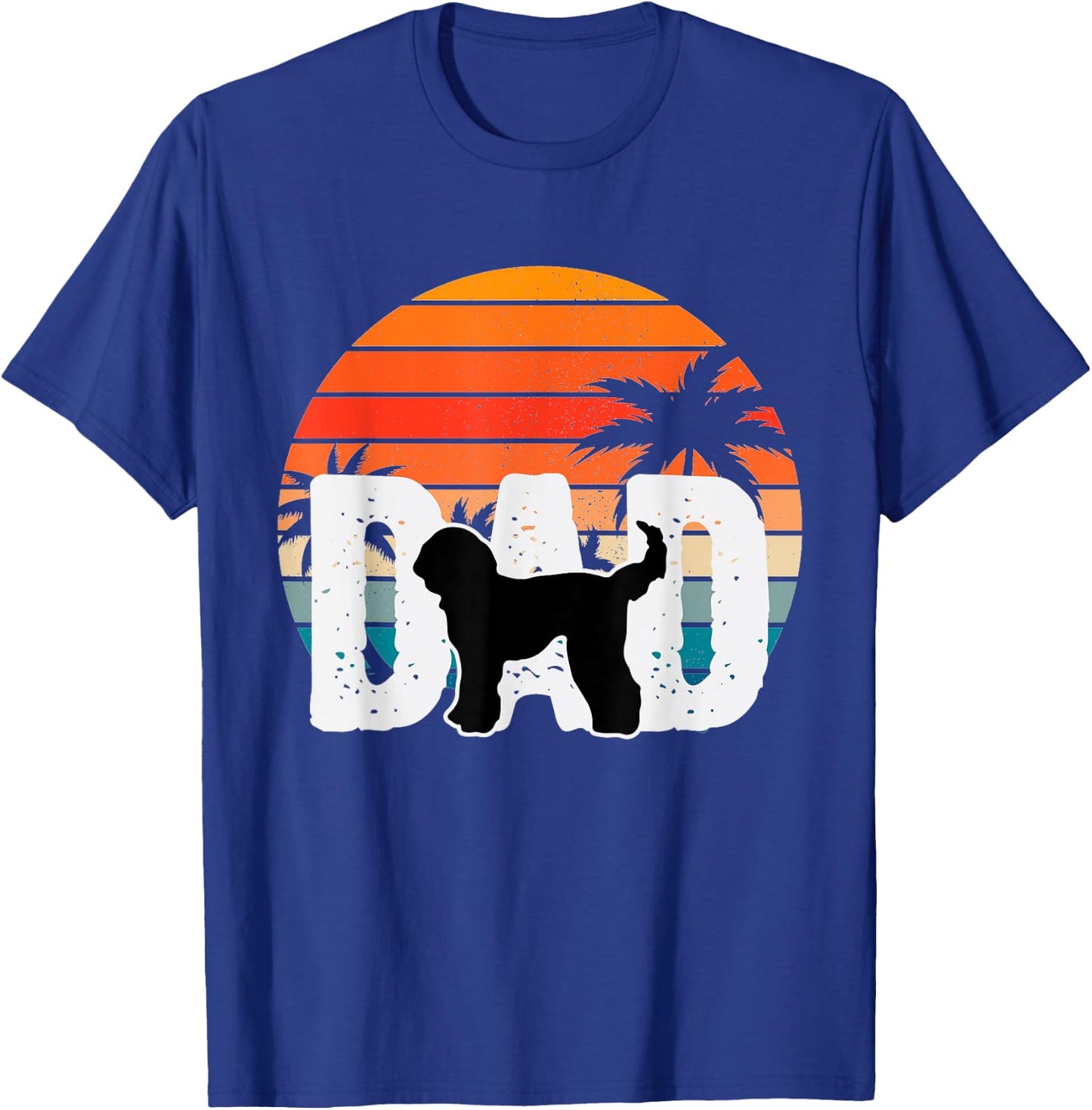 Whoodle Dog Dad Retro Sunset 90s Vintage T-Shirt - T-Shirt | Royal