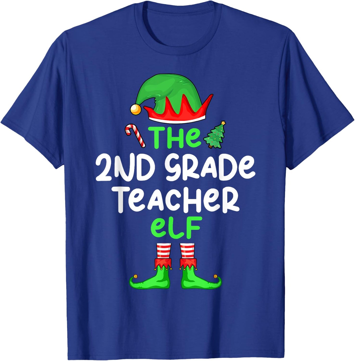 I'm The 2nd Grade Teacher Elf Christmas Matching Pajama T-Shirt - T-Shirt | Royal
