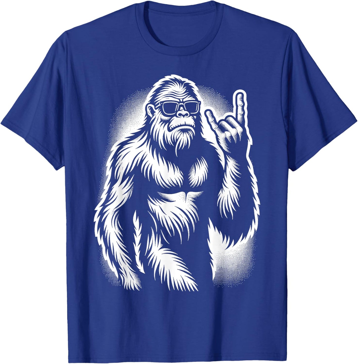 Bigfoot Sasquatch Rock and Roll Heavy Metal Horns T-Shirt - T-Shirt | Royal