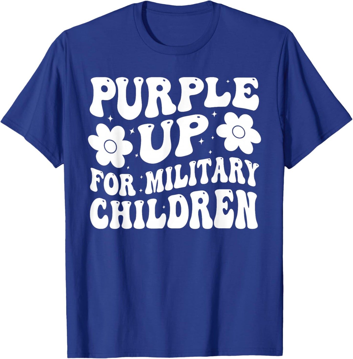 Purple Up For Military Kids Military Child Month Groovy T-Shirt - T-Shirt | Royal
