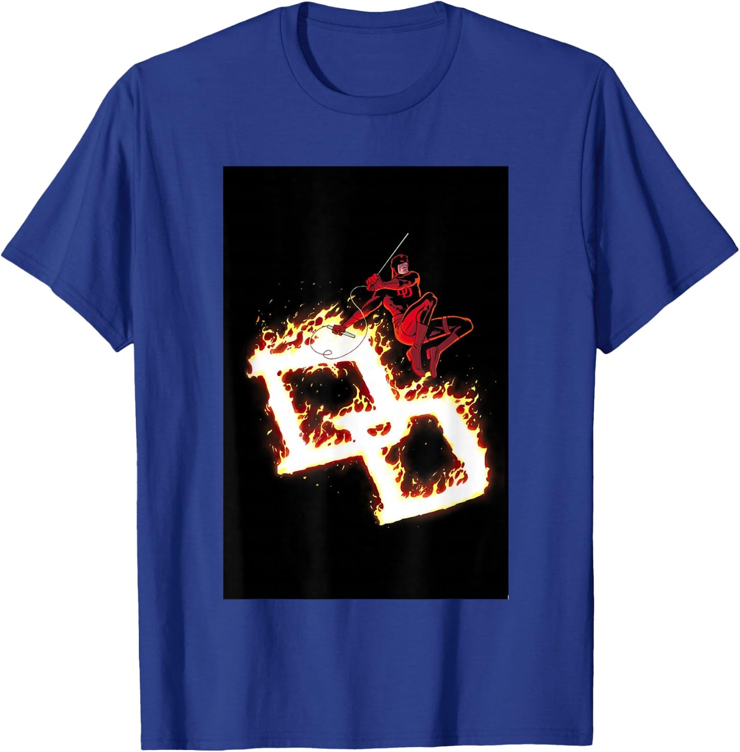 Marvel Comics Retro Classic Daredevil DD On Fire Logo T-Shirt - T-Shirt | Royal