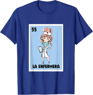La Enfermera Mexican Bingo Card The Nurse Nursing Spanish T-Shirt - T-Shirt | Royal