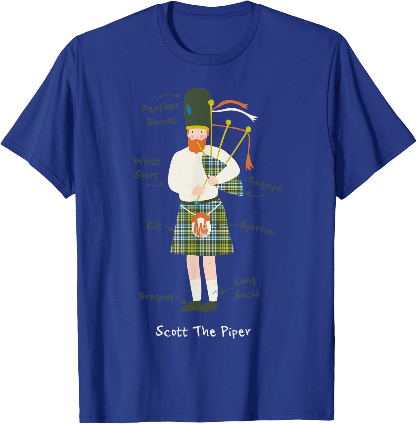 Great Highland Bagpiper Scottish Kilt Scotland Musician Kids T-Shirt - T-Shirt | Royal