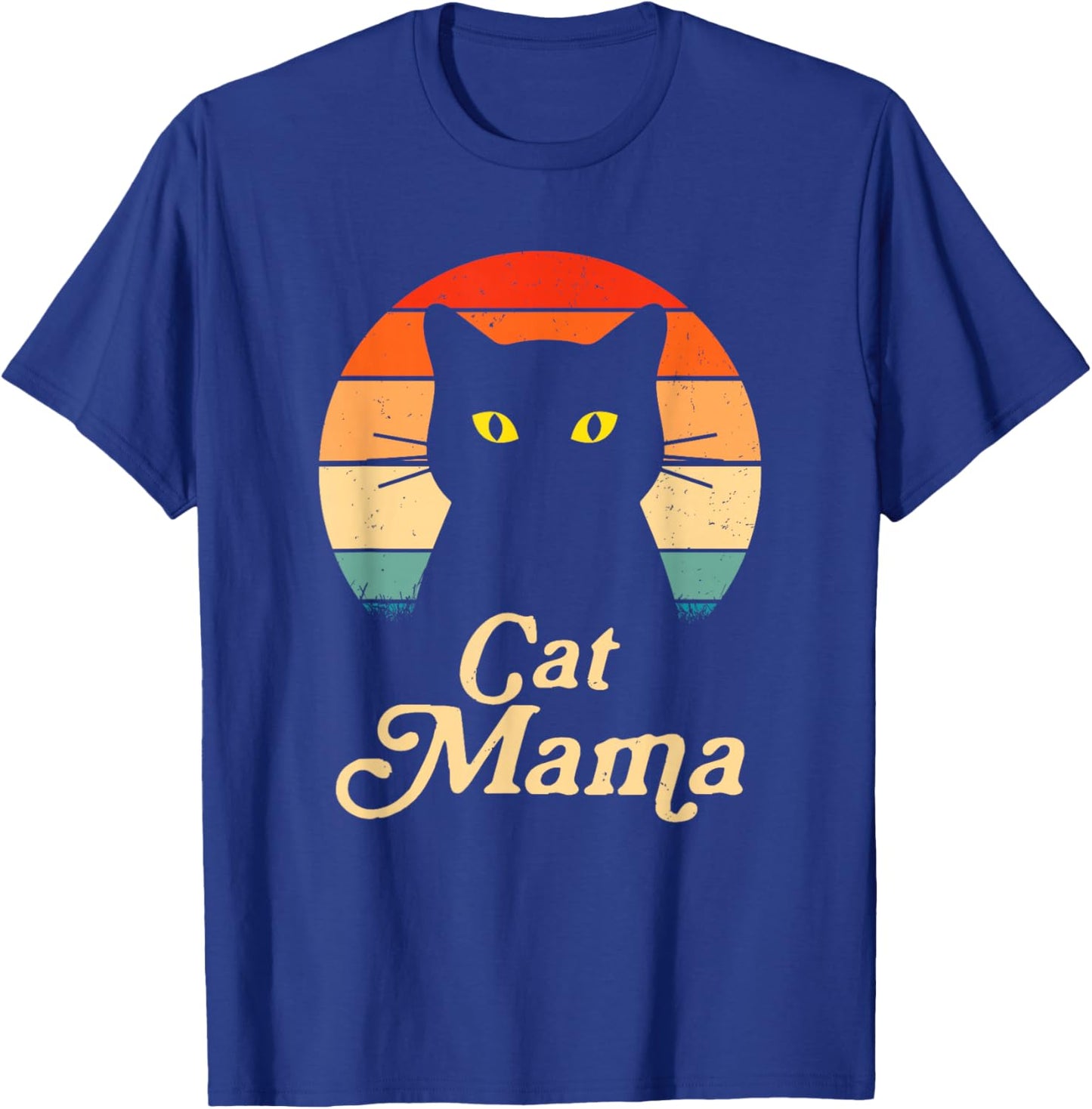 Vintage Cat Mama Wildlife Happy Mother's Day Black Cat Mom T-Shirt - T-Shirt | Royal