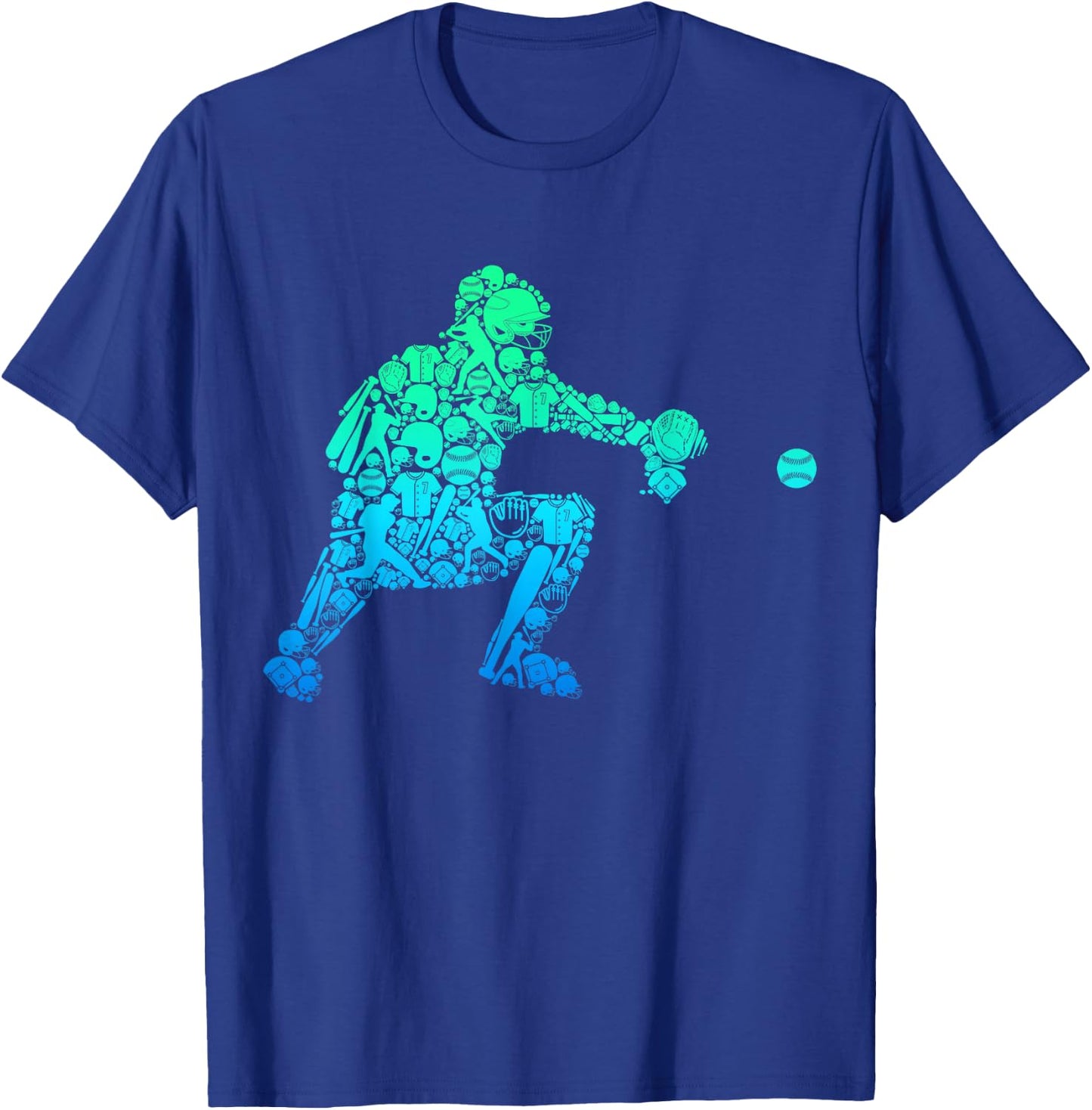 Baseball Catcher Player Youth Men Kids Boys T-Shirt - T-Shirt | Royal