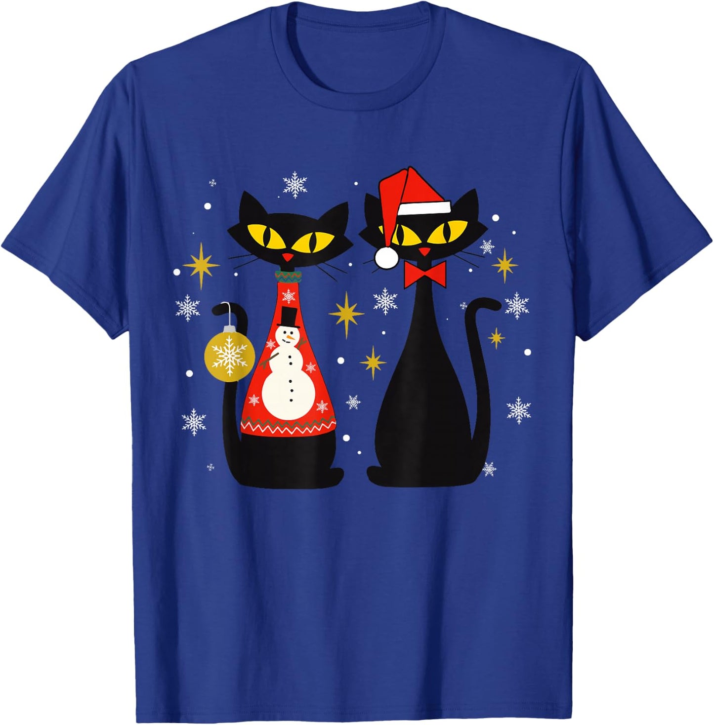 Mid Century Modern Look Cats Christmas Retro 50s 60s Xmas T-Shirt - T-Shirt | Royal