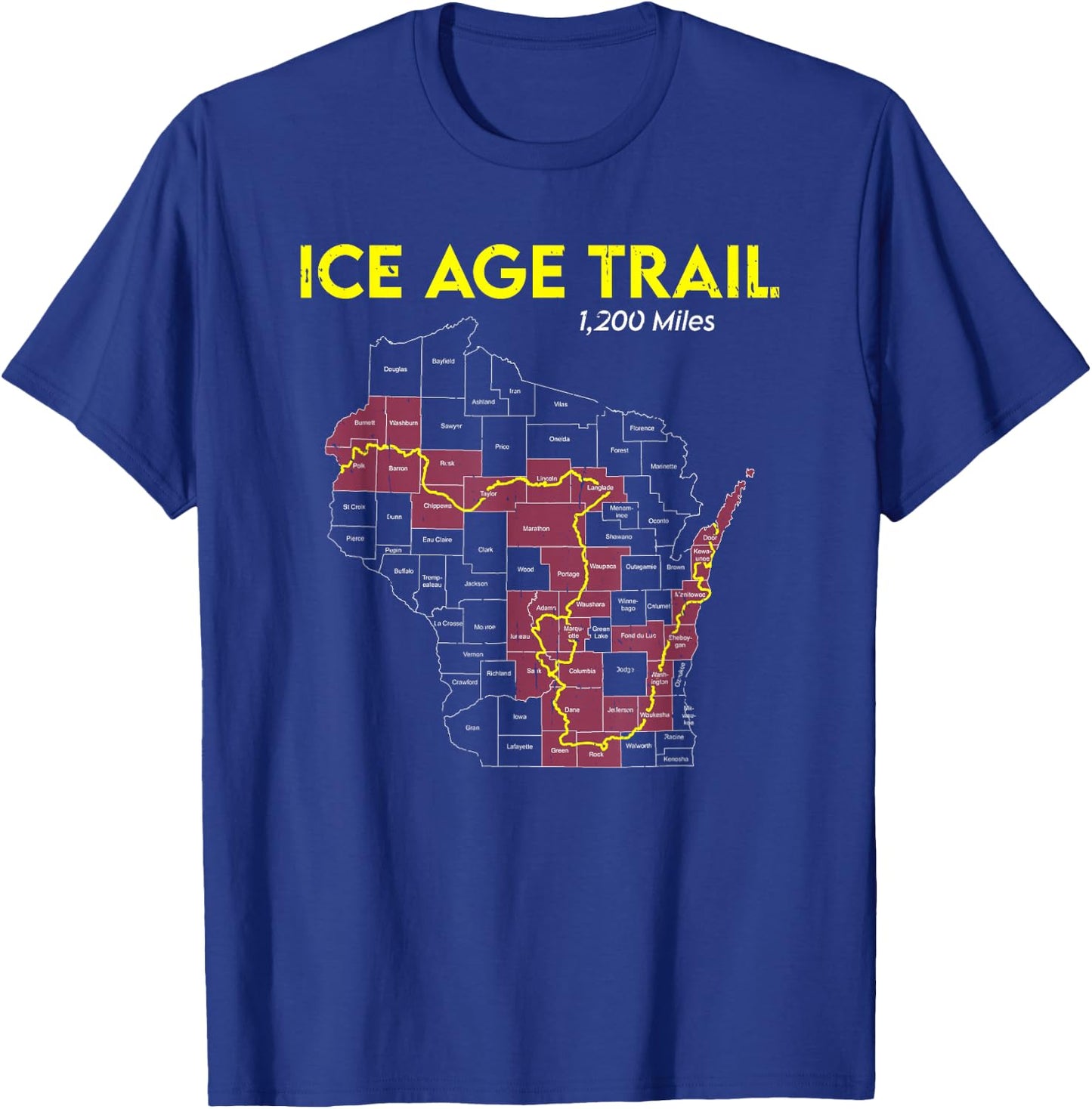 Ice Age Trail Wisconsin Long-Distance Hiking Scenic Trail T-Shirt - T-Shirt | Royal