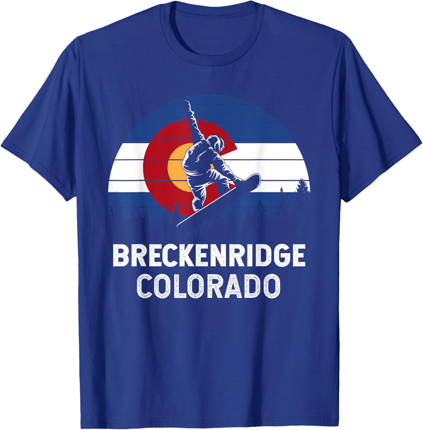 Colorado Snowboarding Gifts And Shirts Breckenridge CO Mountain Town Retro Snowboarding T-Shirt - T-Shirt | Royal