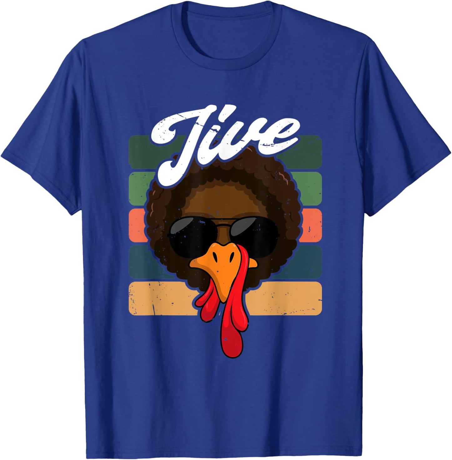 Jive Thanksgiving Turkey Day Face Vintage Retro T-Shirt - T-Shirt | Royal