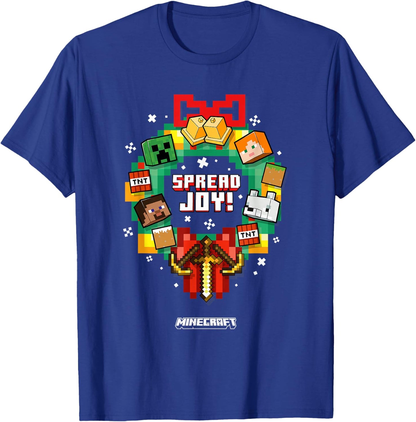 Minecraft Christmas Spread Joy! Xmas Crown Group Shot T-Shirt - T-Shirt | Royal