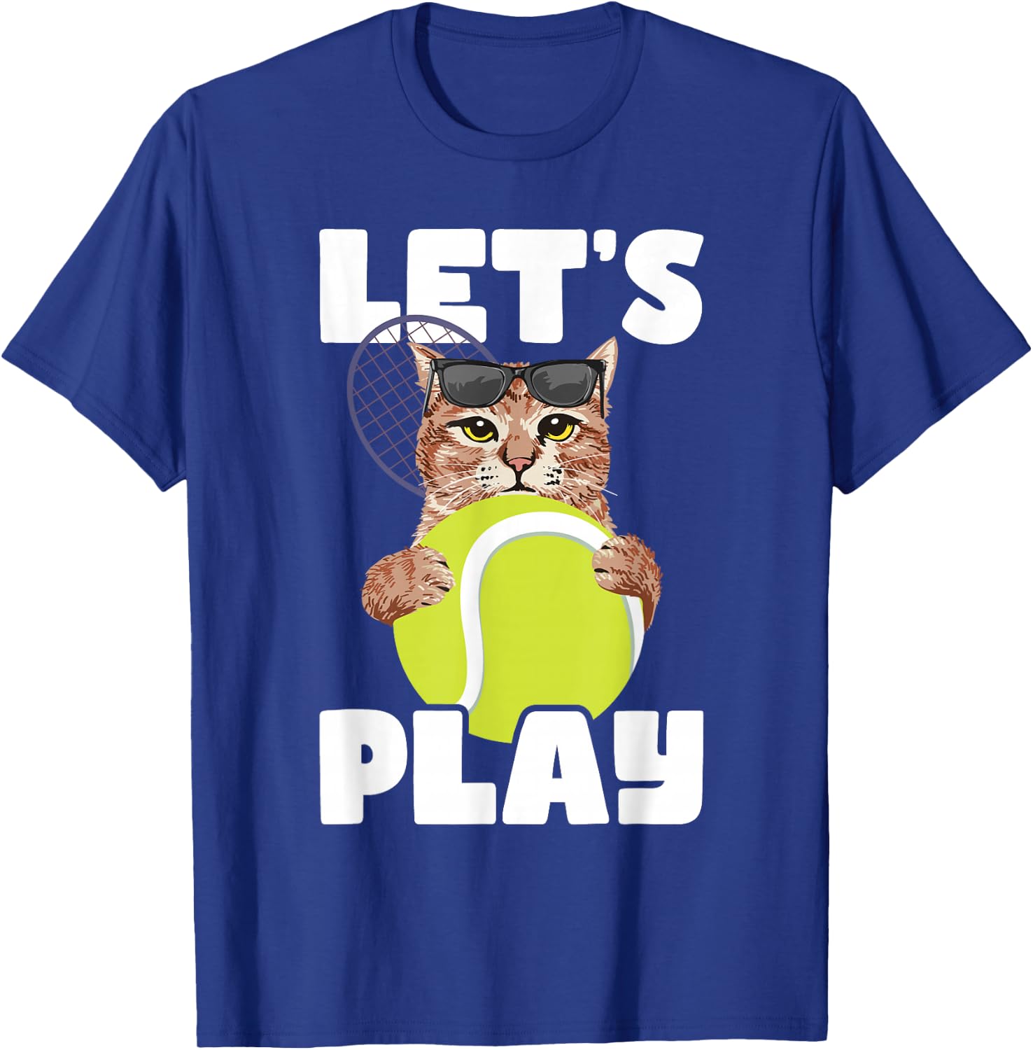 Let's Play - Cat Sunglasses Tennis Player Sports Tournament T-Shirt - T-Shirt | Royal