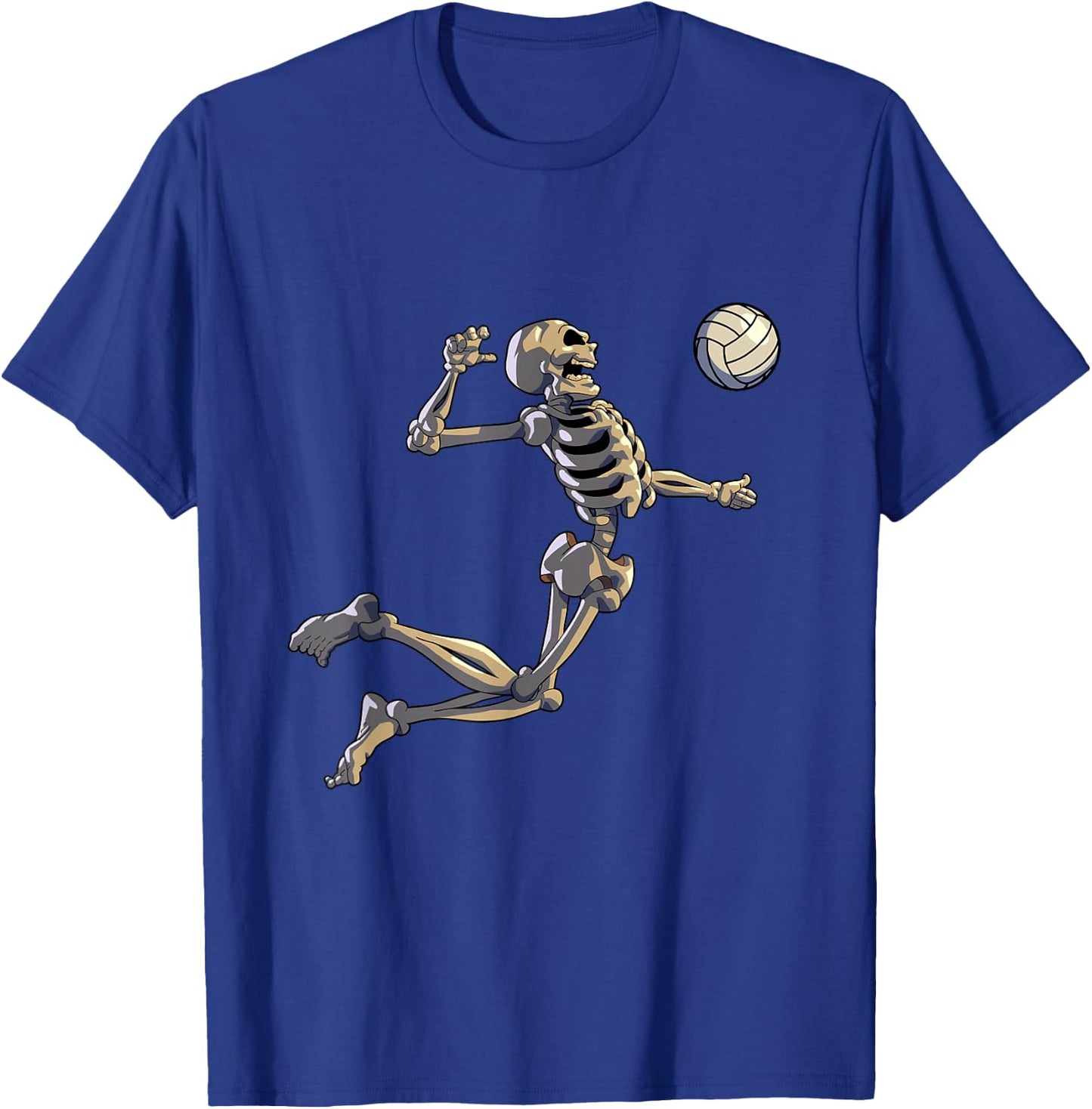 Volleyball Skeleton Women Men Volleyball Player Halloween T-Shirt - T-Shirt | Royal