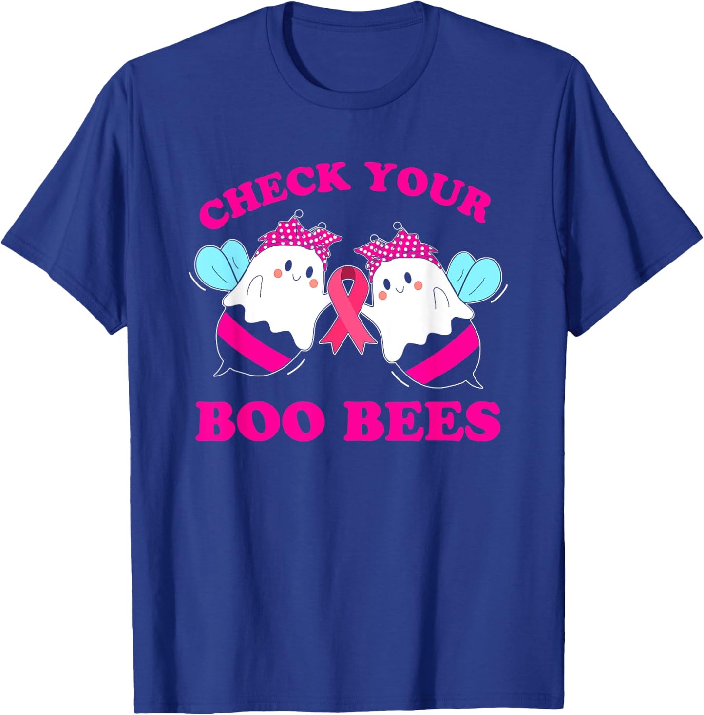 Check Your Boo Bees Funny Breast Cancer Halloween Women T-Shirt - T-Shirt | Royal