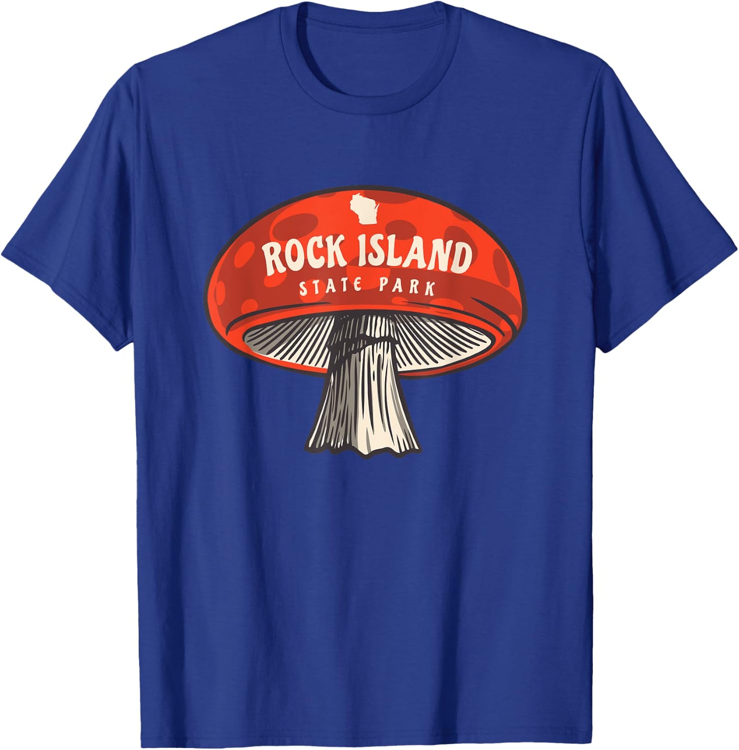 Cute Mushroom Rock Island State Park Wisconsin Mycology T-Shirt - T-Shirt | Royal