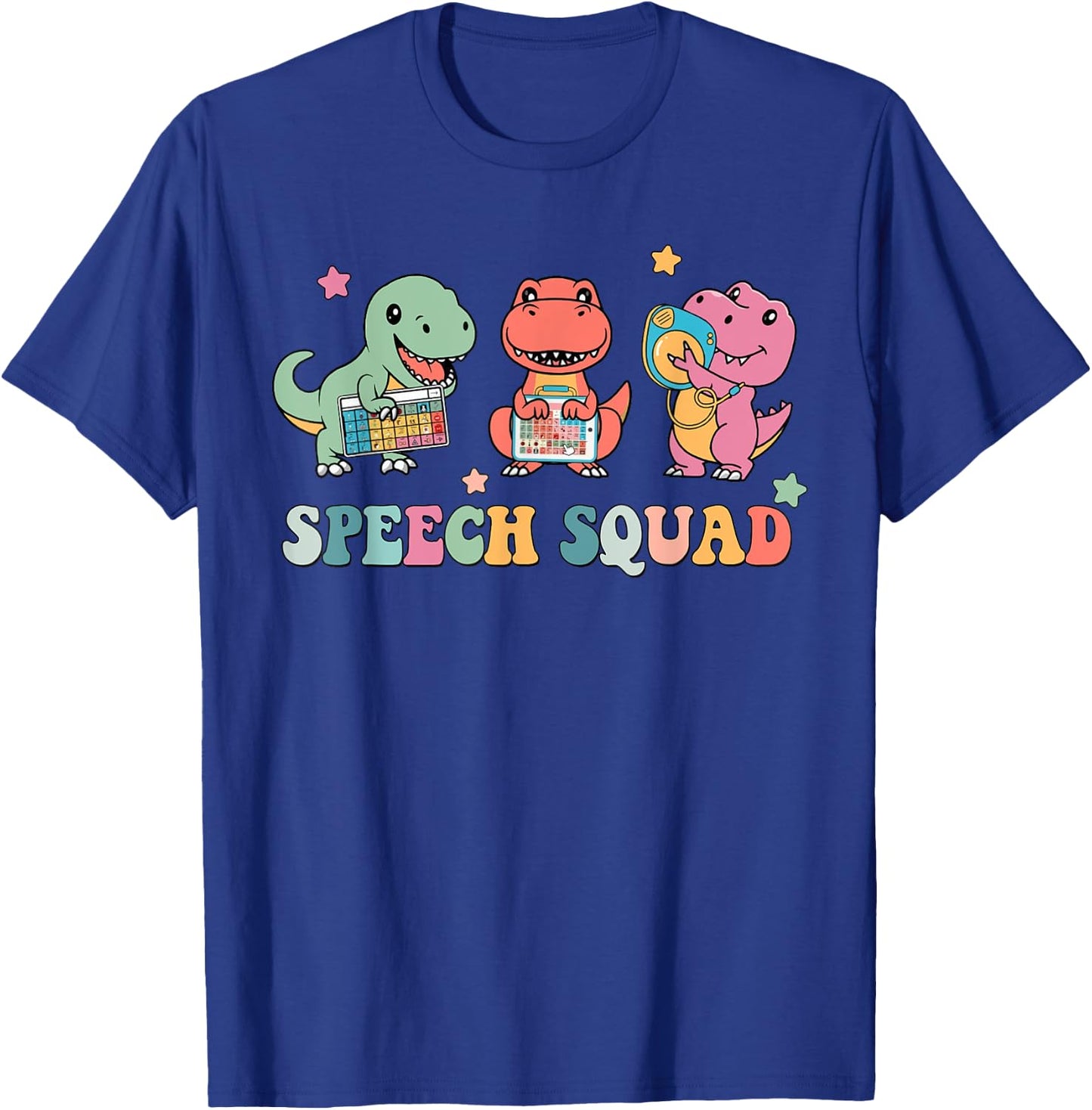 Speech Squad Cute Dinosaur Speech Therapy - Women's Black Short Sleeve - Size Small T-Shirt - T-Shirt | Royal