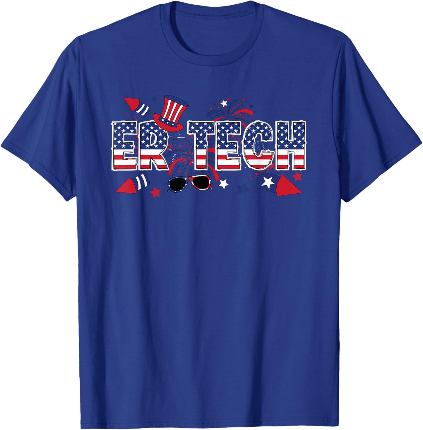 4th Of July ER Tech American Flag Emergency Room Technician Men T-Shirt - T-Shirt | Royal