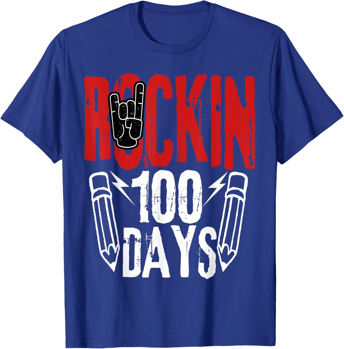 100 Days of School Rock N Roll Music Guitar T-Shirt - T-Shirt | Royal