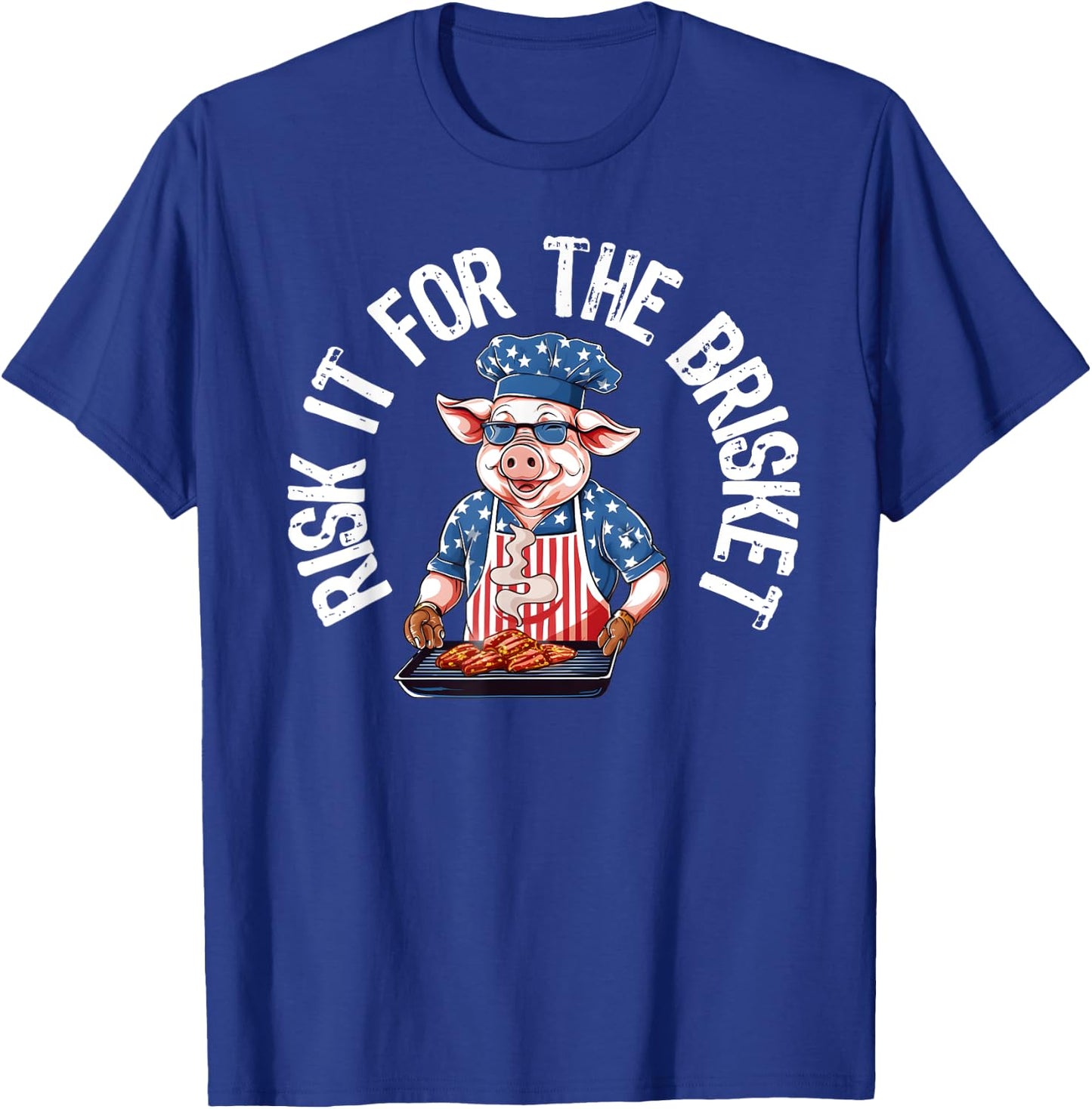 Risk It For The Brisket Funny Pig Grilling Barbecue Pork BBQ T-Shirt - T-Shirt | Royal