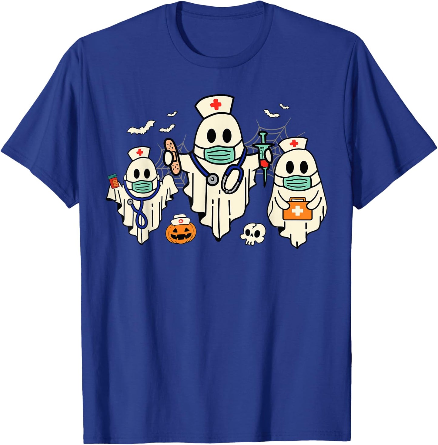 Halloween Nurse Nursing Funny Health Worker RN Ghost Nurse T-Shirt - T-Shirt | Royal