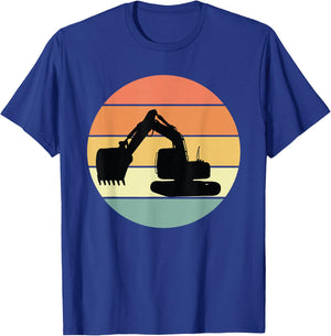 Retro Excavator Apparel Heavy Construction Equipment T-Shirt - T-Shirt | Royal