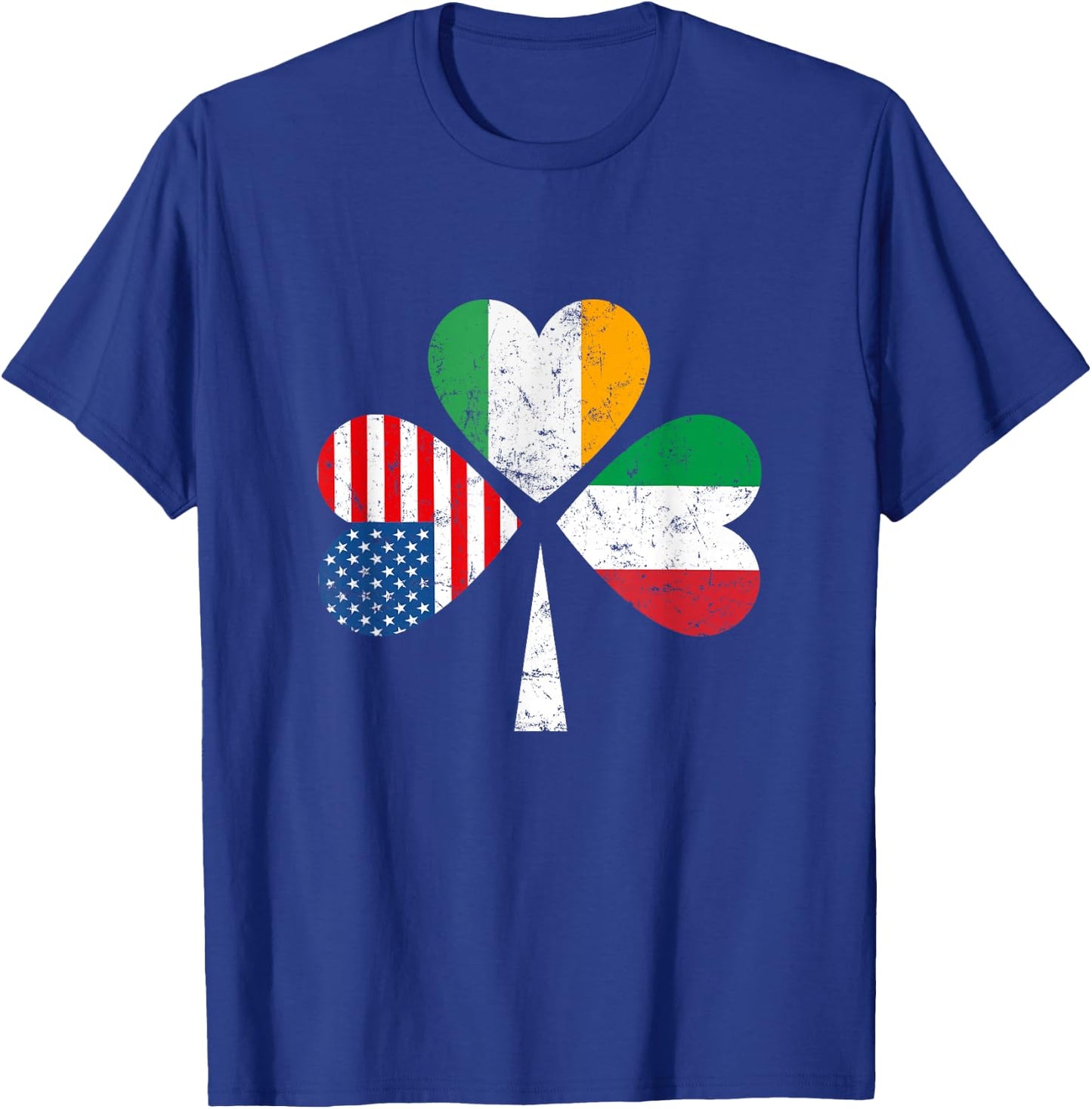Irish Italian American Flag Ireland Italy USA Patrick's Day T-Shirt - T-Shirt | Royal