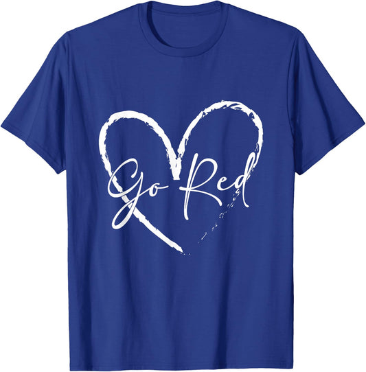 Go Red American Heart Disease Month Awareness T-Shirt - T-Shirt | Royal