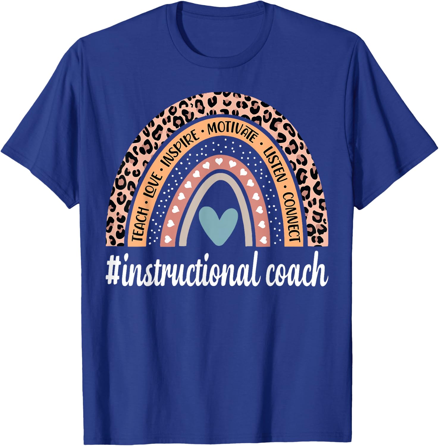 Instructional Coach Rainbow Leopard Teacher T-Shirt - T-Shirt | Royal