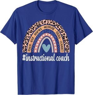 Instructional Coach Rainbow Leopard Teacher T-Shirt - T-Shirt | Royal