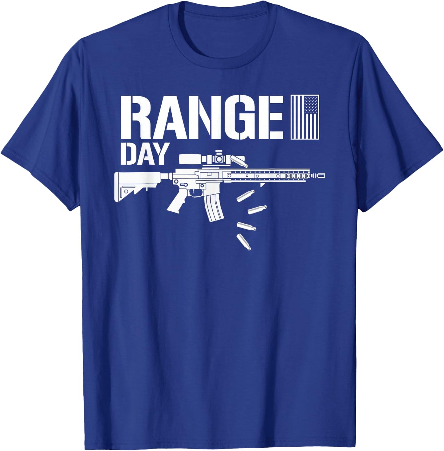 Military Rifle Range Day American Flag Bullet Semi Automatic Women Men T-Shirt - T-Shirt | Royal