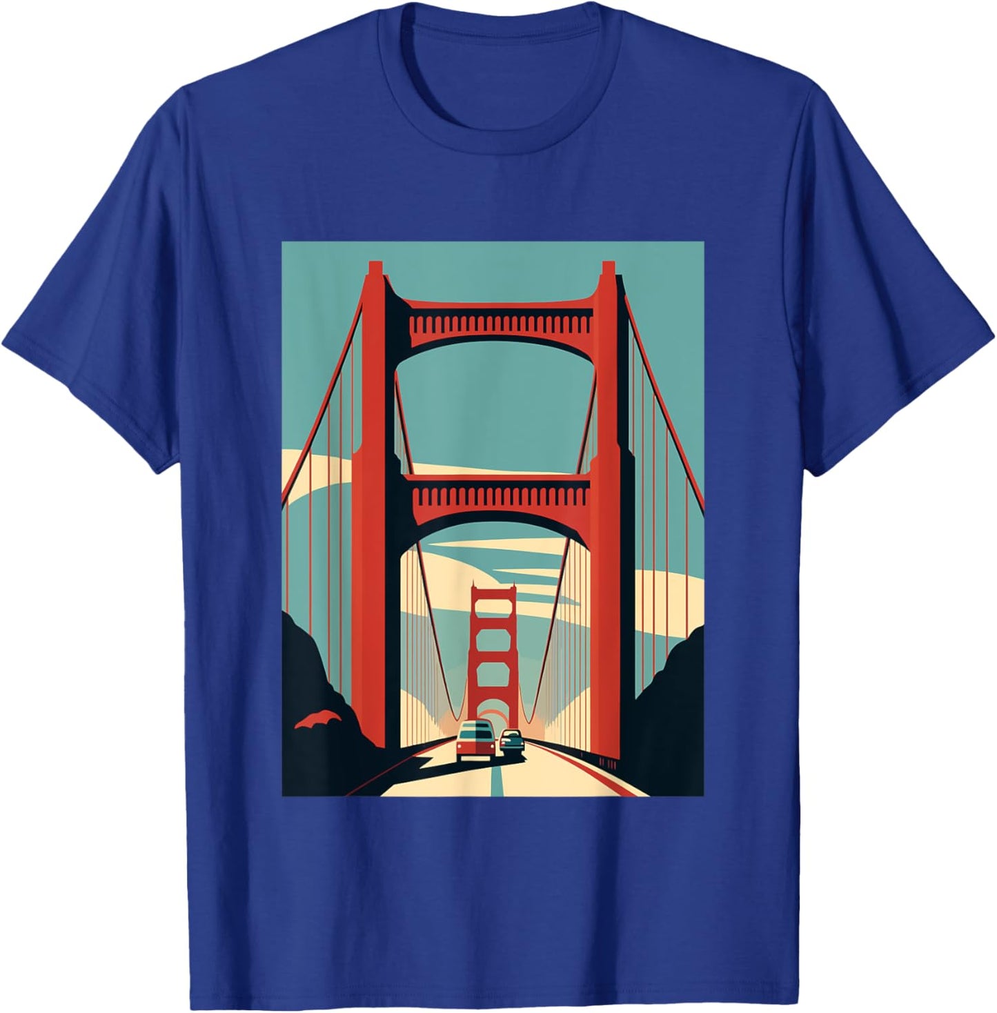 Golden Gate Bridge - San Francisco - Retro Design - Classic T-Shirt - T-Shirt | Royal