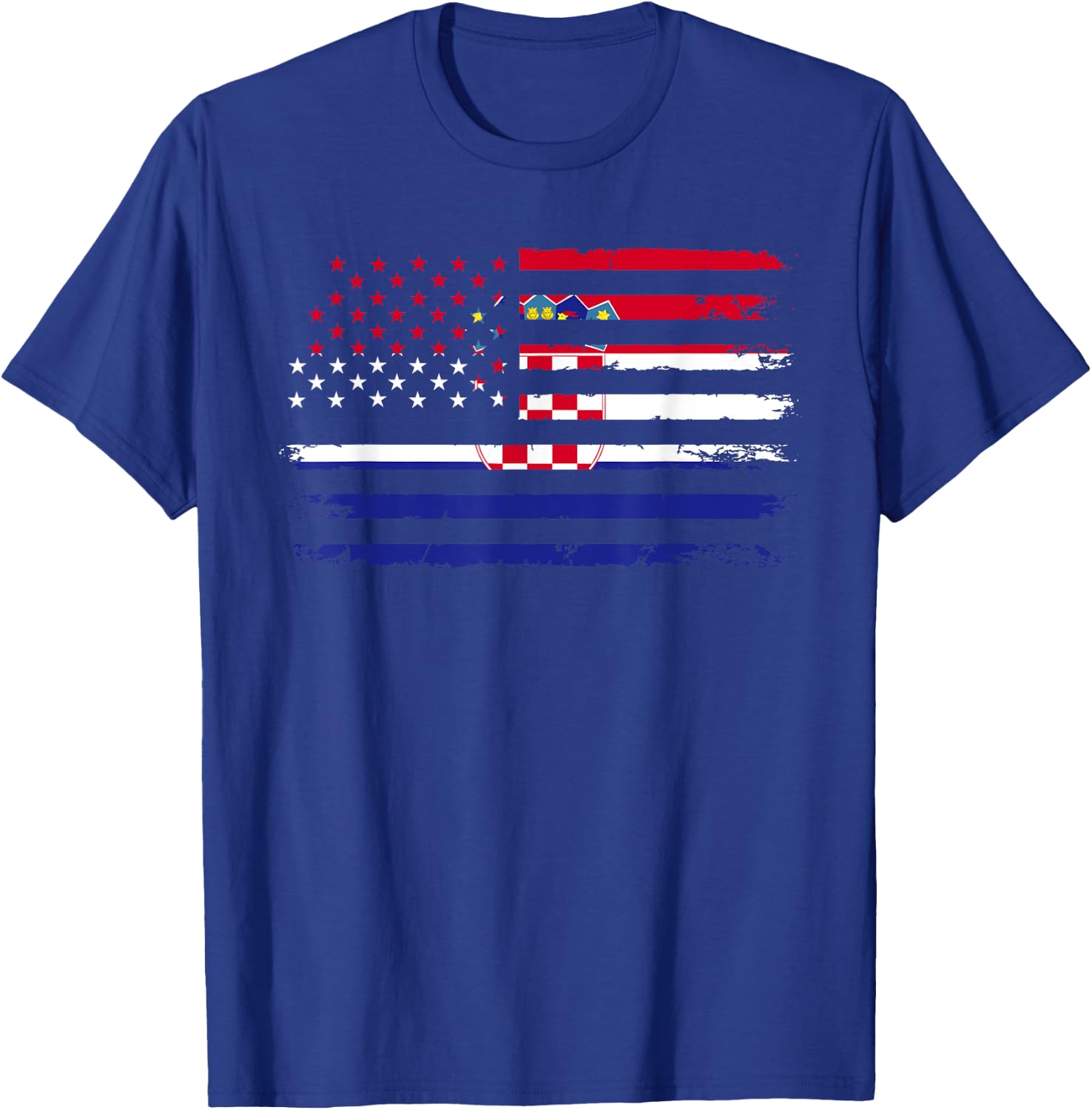 American Croatia Flag T-Shirt - T-Shirt | Royal