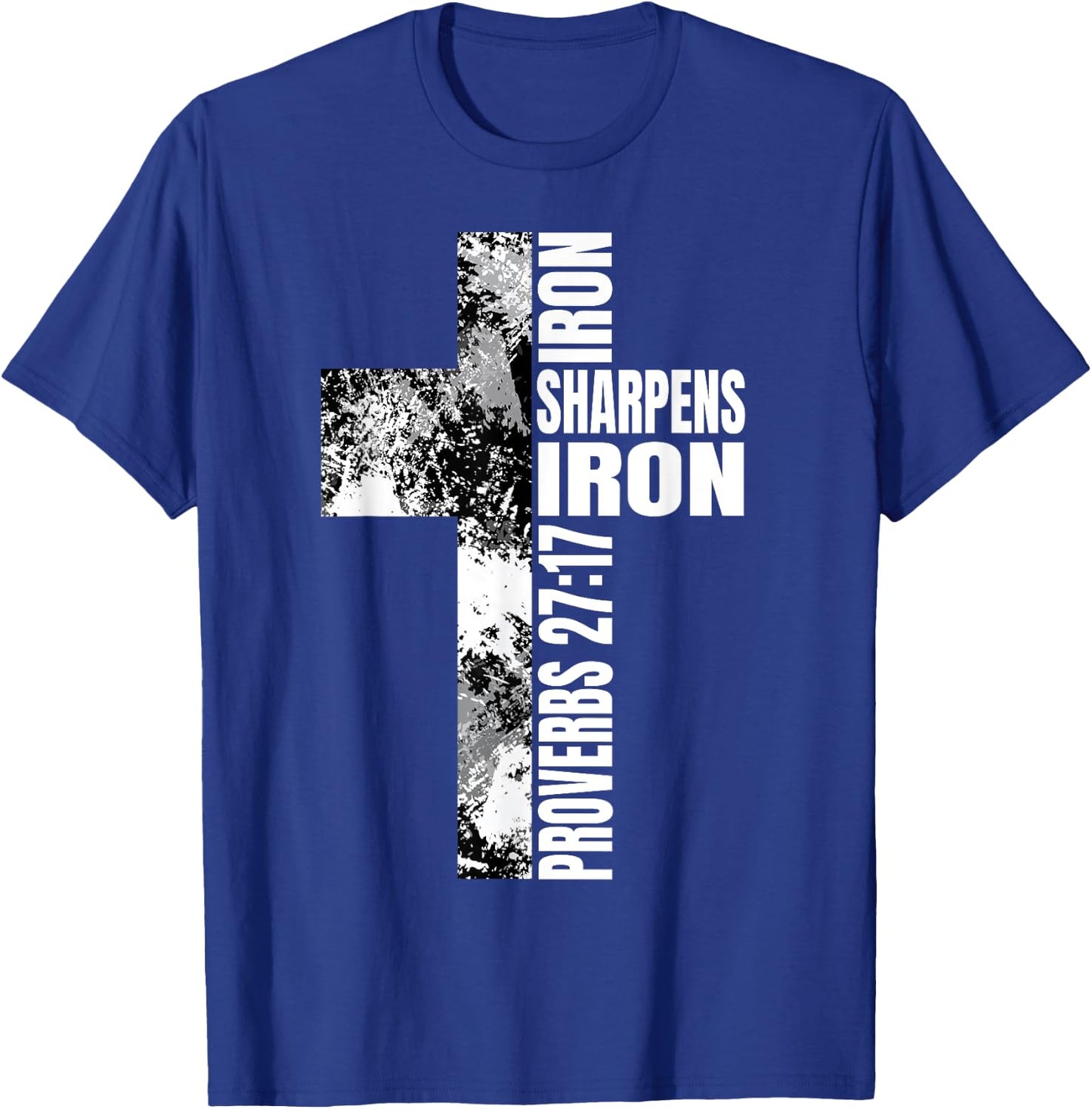 Black White Cross Iron Sharpens Iron Verse Christian Couples T-Shirt - T-Shirt | Royal