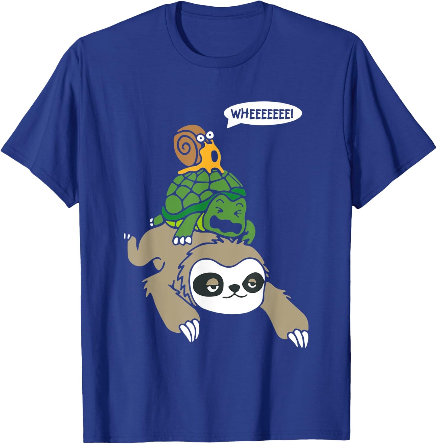 Weeee! Snail, Tortoise, Sloth Piggyback Ride Animal Lover T-Shirt - T-Shirt | Royal