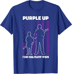 Military Child Boy Girls Purple Up For Military Kids T-Shirt - T-Shirt | Royal