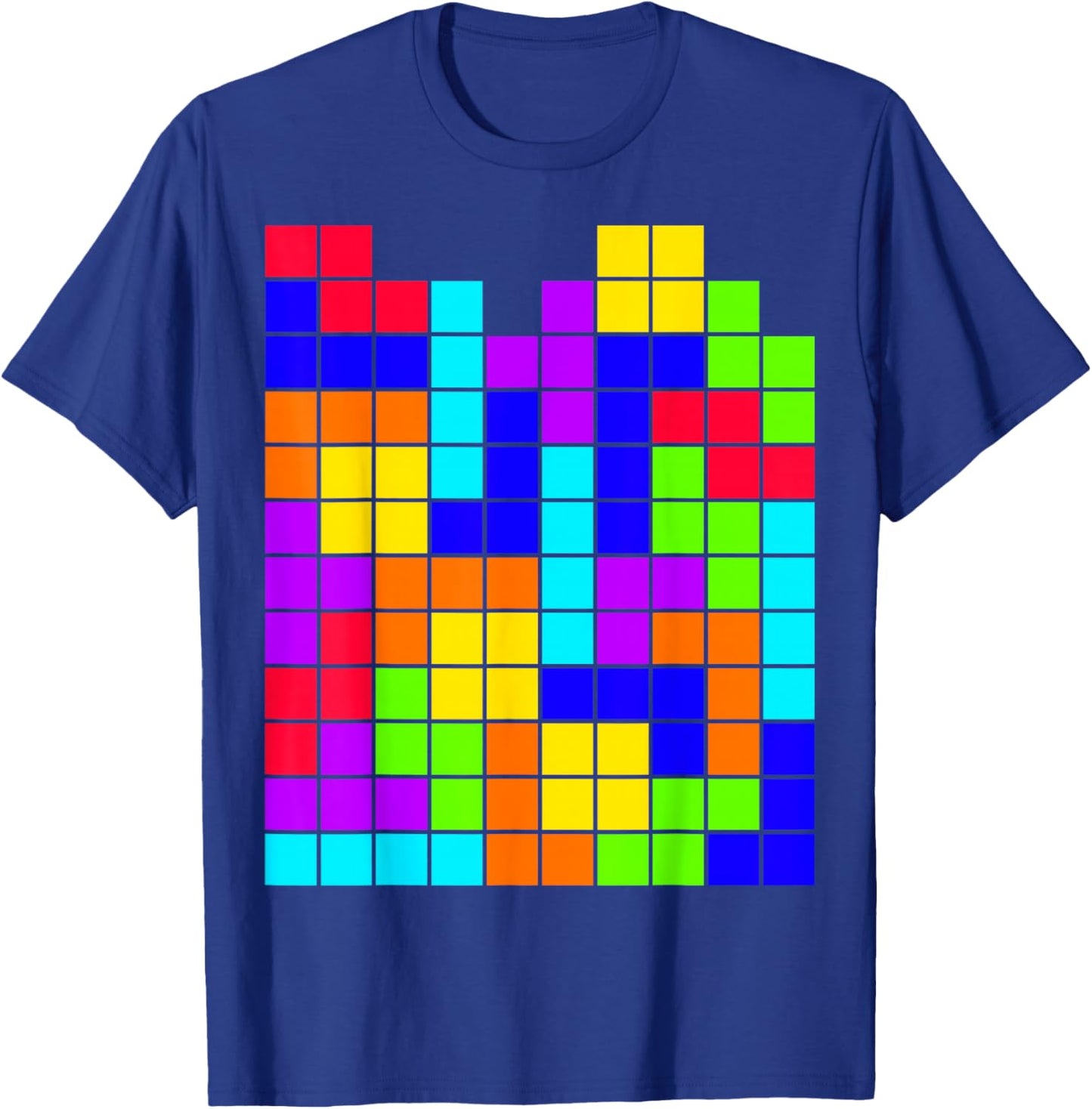 Nerdy Tetrominoes Block Puzzle Video Game Math Teacher Geek T-Shirt - T-Shirt | Royal