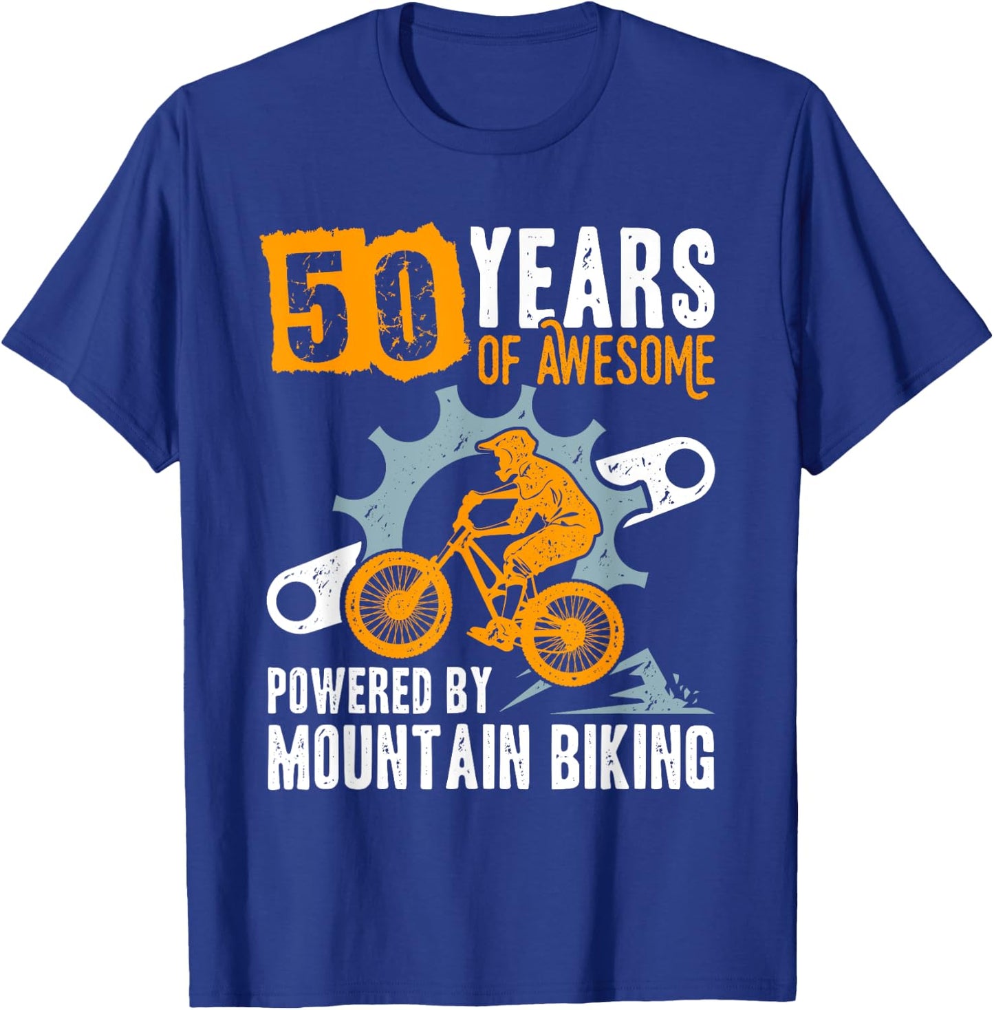 50th Birthday 50 Years of Awesome Mountain Biking MTB 1973 T-Shirt - T-Shirt | Royal